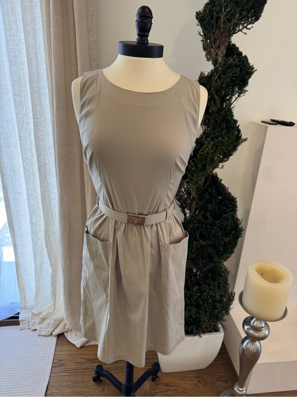 Prada Sleeveless Summer Dress - Tan Size 44